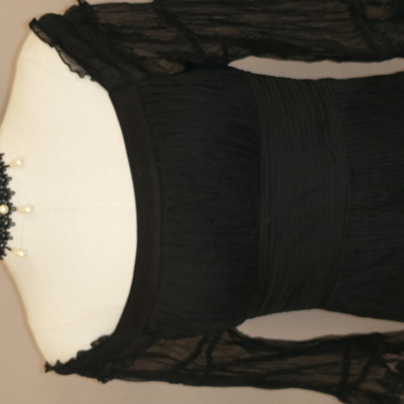 Sexy Feminine Black Silk Lace n Sheer Blouse Could be off shoulder High Quality - Picture 10 of 11